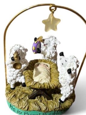 2002 Dayspring Christmas Celebration Ornament HE Is Born Woolly 2 Retried 02